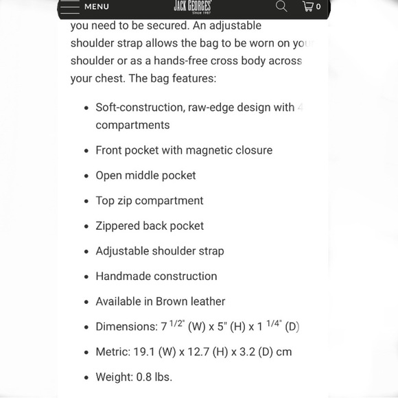 Jack Georges (EUC) Genuine Leather Mini Crossbody Bag - Picture 5 of 9